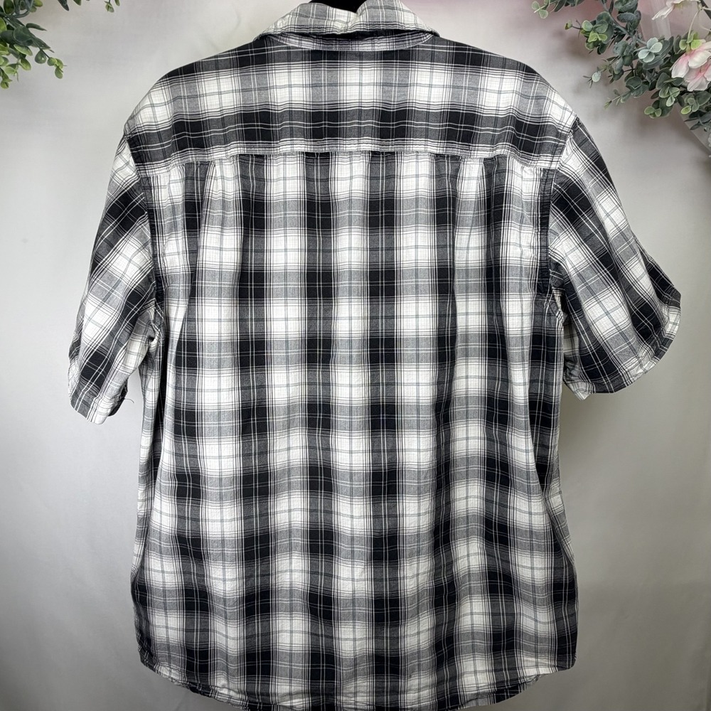 Carhartt Mens Relaxed Fit Short Sleeve Button Down Plaid Shirt Black Large - Picture 2 of 6